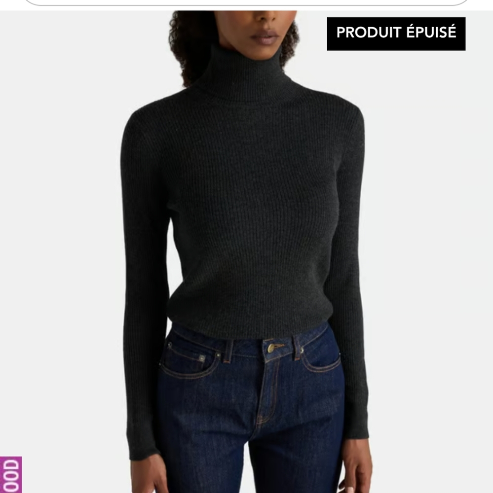 Charcoal Grey Ribbed Turtleneck | Size M NWT